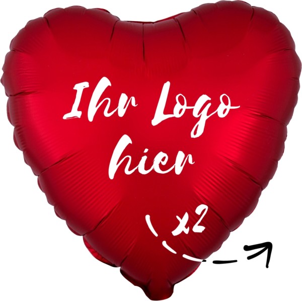 Folien-Werbeballon Herz Satin Luxe Sangria 45cm/18" 2-Seitig bedruckt