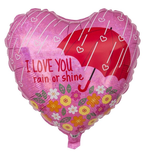 Betallic Folienballon Herz "I love you, rain or shine" 45cm/18"