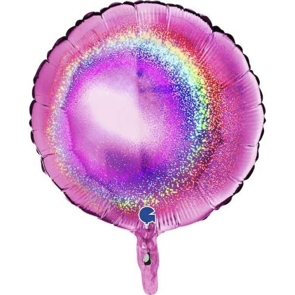 Grabo Folienballon Rund Glitter Holo Fuxia 45cm/18" (unverpackt)