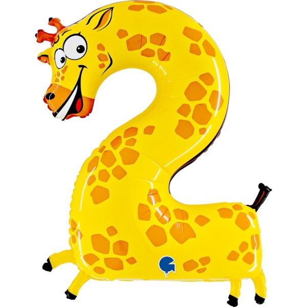 Grabo Folienballon Zahl 2 Animaloon Giraffe 100cm/40"