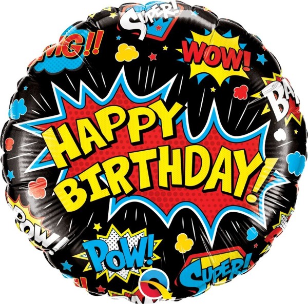 Qualatex Folienballon Birthday Super Hero Black 45cm/18"