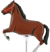 Grabo Folienballon Horse Dark Brown 35cm/14" luftgefüllt mit Stab  Grabo Folienballon Horse Dark Brown 35cm/14" luftgefüllt mit Stab