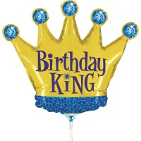 Betallic Folienballon Birthday King Mini 35cm/14" luftgefüllt mit Stab  Betallic Folienballon Birthday King Mini 35cm/14" luftgefüllt mit Stab