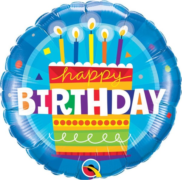Qualatex Folienballon "Happy Birthday" mit Torte 45cm/18"