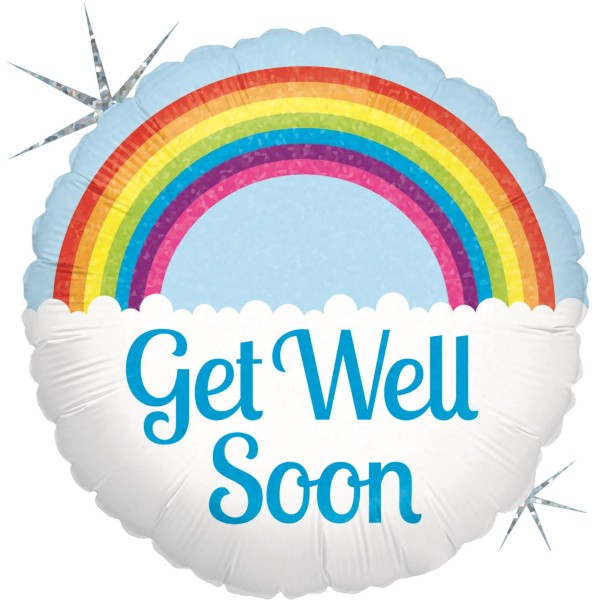 Betallic Folienballon Get Well Soon Rainbow Holographic 23cm/9" (unverpackt)