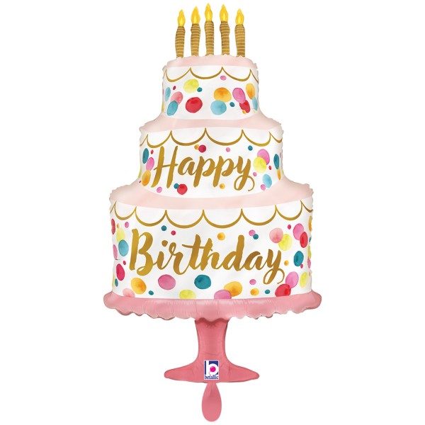Betallic Folienballon XXL Satin Birthday Pink Cake 100cm/41"
