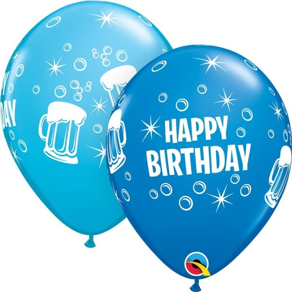 Qualatex Latexballon Birthday Beer Mugs Assorted 28cm/11" 25 Stück