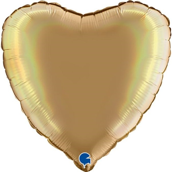 Grabo Folienballon Heart Rainbow Holo Platinum Champagne 45cm/18" (unverpackt)