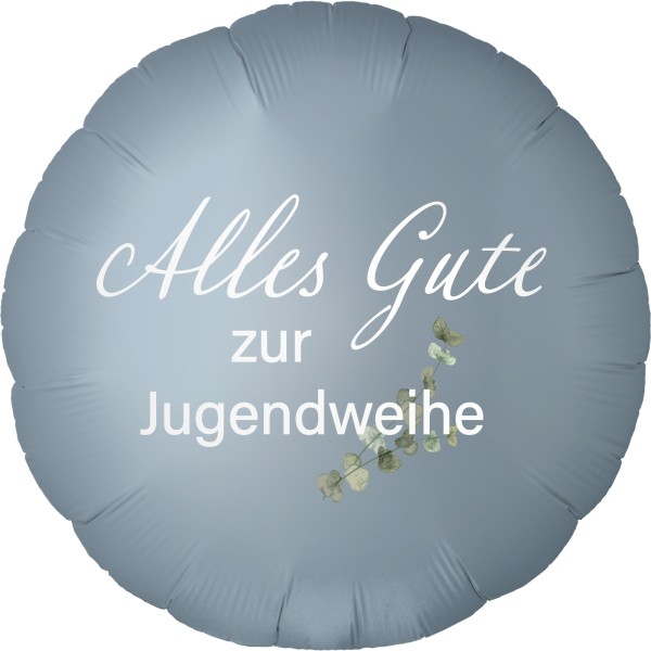 Goodtimes Folienballon Rund Satin Blue Jeans mit "Alles Gute zur Jugendweihe" 45cm/18" (unverpackt)