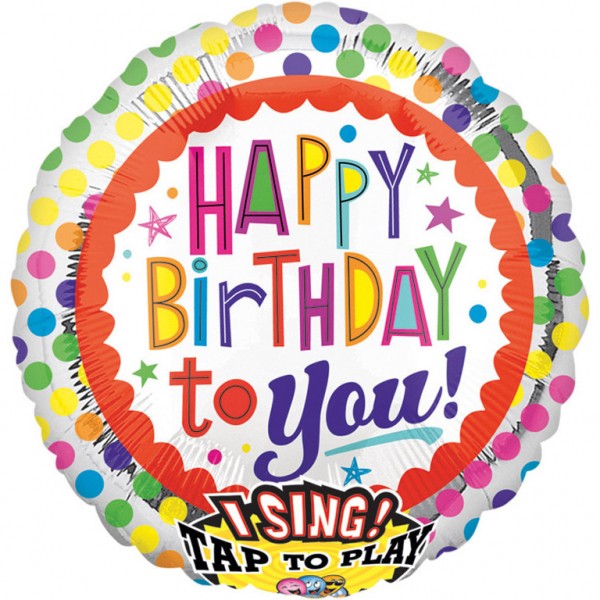 Anagram Folienballon Sing-A-Tune Happy Birthday to You Dots 70cm/28"