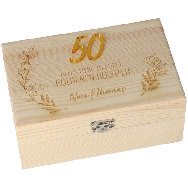 Goodtimes Geschenkbox 50 Goldene Hochzeit mit "Namen"