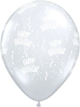 Qualatex Latexballon Birthday-A-Round Diamand Clear 28cm/11" 25 Stück