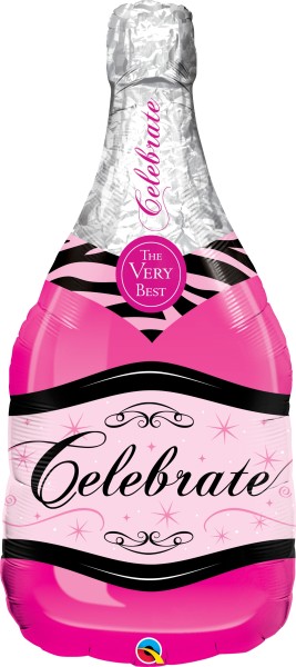 Qualatex Folienballon Sektflasche Pink "Celebrate" 100cm/39"