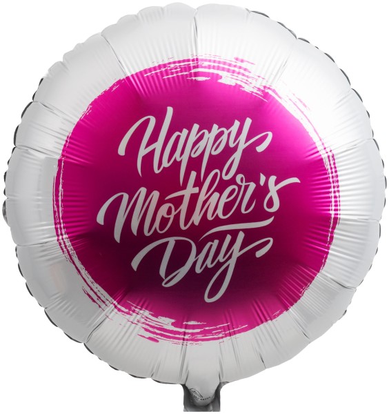 Goodtimes Folienballon Rund Satin Weiß mit "Happy Mother's Day" 45cm/18" (unverpackt)