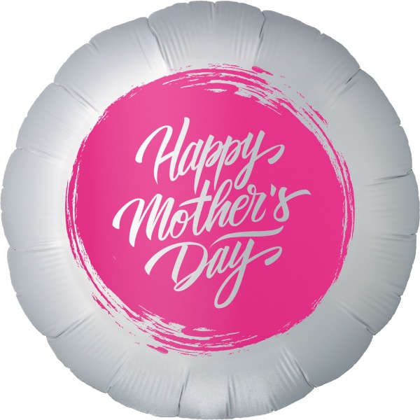 Goodtimes Folienballon Rund Satin Weiß mit "Happy Mother's Day" 45cm/18" (unverpackt)