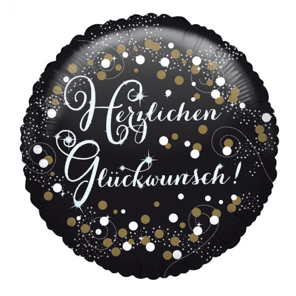 Anagram Folienballon "Herzlichen Glückwunsch" Glitzer Silber 43cm/17"