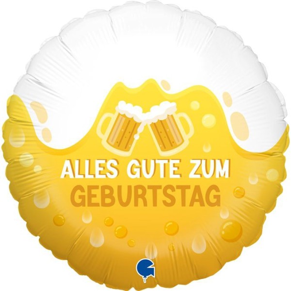 Grabo Folienballon Rund Biergläser "Alles Gute zum Geburtstag" 45cm/18"