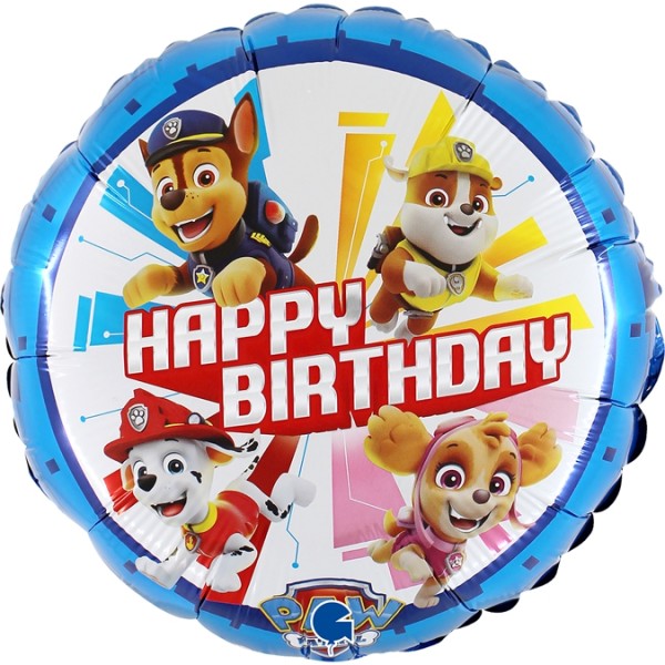 Grabo Folienballon Rund Paw Patrol Happy Birthday 45cm/18"