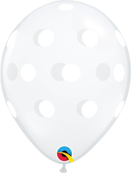 Qualatex Latexballon Big Polka Dots-Clear 28cm/11" 25 Stück