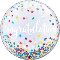 Qualatex Bubble Congratulation Confetti Stars 55cm/22"  Qualatex Bubble Congratulation Confetti Stars 55cm/22"
