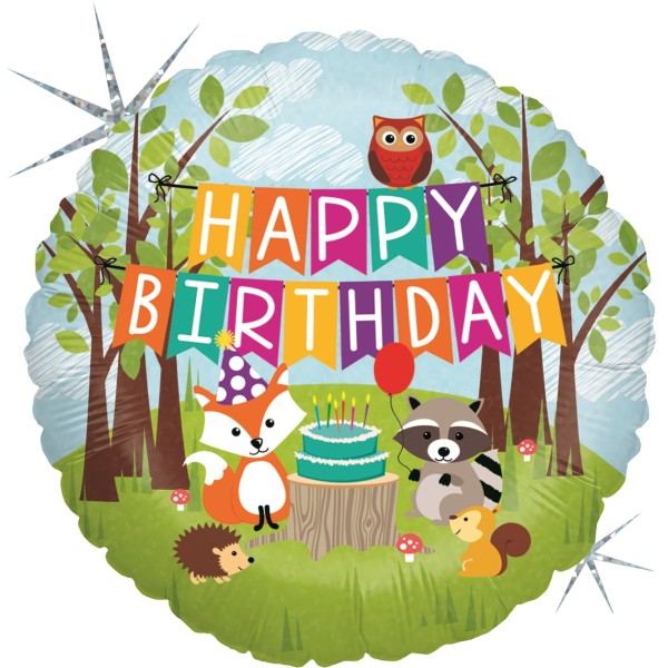 Betallic Folienballon Woodland Birthday Party Holo 45cm/18"