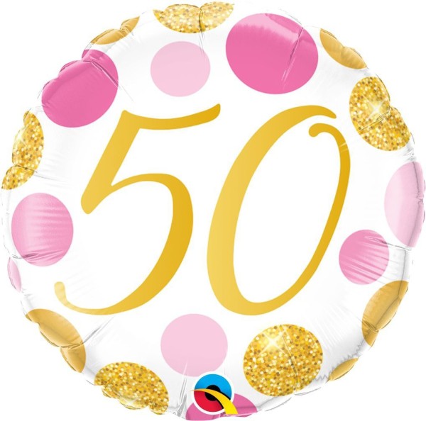 Qualatex Folienballon rund "50" pink & gold 45cm/18"
