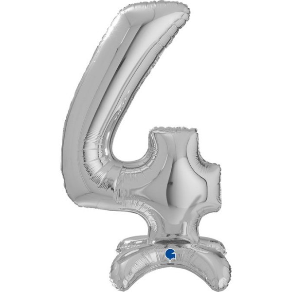Grabo Folienballon Zahl 4 Silver standups 64cm/25"