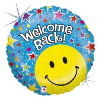 Betallic Folienballon Welcome Back Smiley Holo 45cm/18"  Betallic Folienballon Welcome Back Smiley Holo 45cm/18"