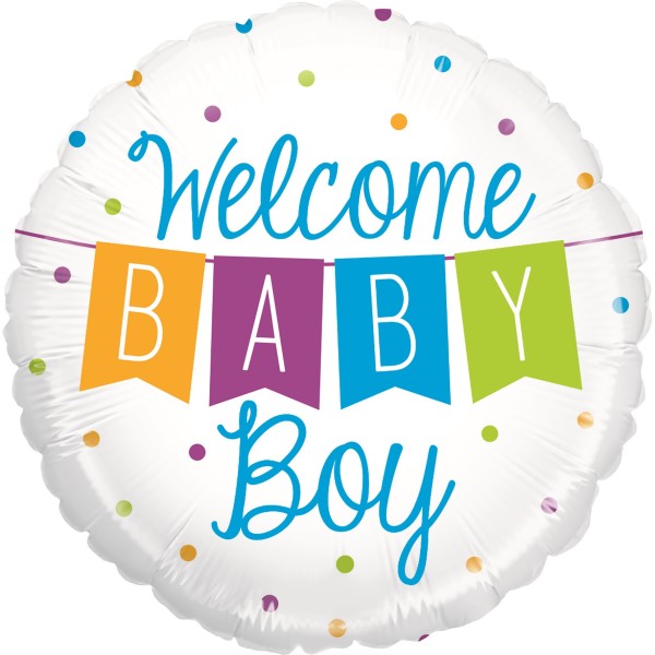Betallic Folienballon Rund Welcome Baby Boy 53cm/21"