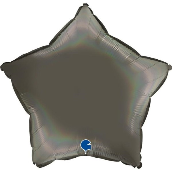 Grabo Folienballon Star Rainbow Holo Platinum Grey 45cm/18" (unverpackt)