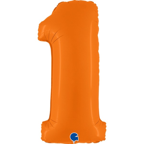 Grabo Folienballon Zahl 1 Matte Orange 100cm/40"