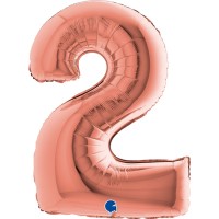Grabo Folienballon Zahl 2 Roségold 100cm/40"  Grabo Folienballon Zahl 2 Roségold 100cm/40"