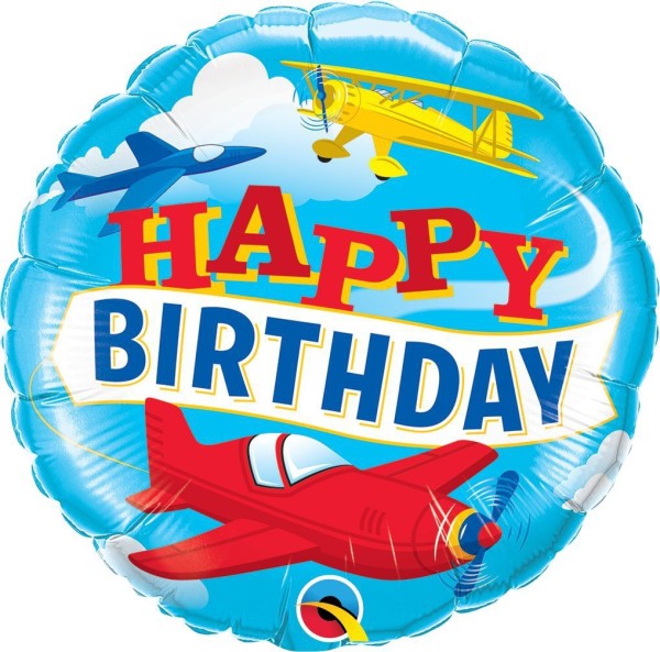 Qualatex Folienballon "Happy Birthday" Flugzeuge 45cm/18"
