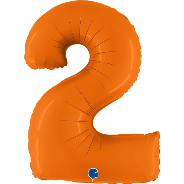 Grabo Folienballon Zahl 2 Matte Orange 100cm/40"
