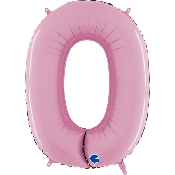 Grabo Folienballon Zahl 0 Pastel Pink 66cm/26"