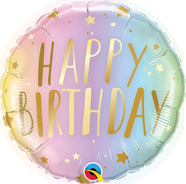 Qualatex Folienballon Happy Birthday Pastell Ombre & Stars 45cm/18"