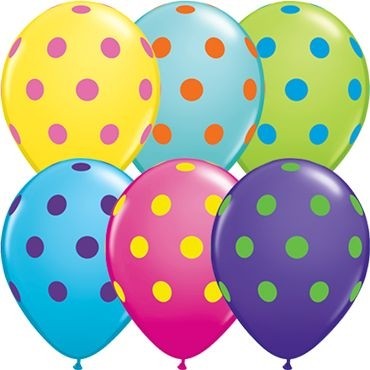 Qualatex Latexballon Colourful Sortiment Big Polka Dots 28cm/11" 50 Stück