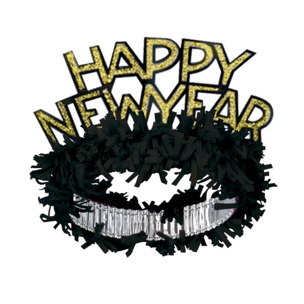 Beistel "Happy New Year" Tiara Schwarz & Gold