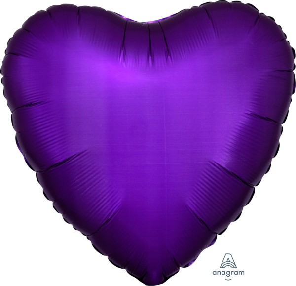 Anagram Folienballon Herz Satin Luxe Purple Royale 45cm/18" (unverpackt)