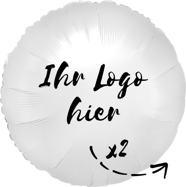 Folien-Werbeballon Rund Satin Luxe White 45cm/18" 2-Seitig bedruckt