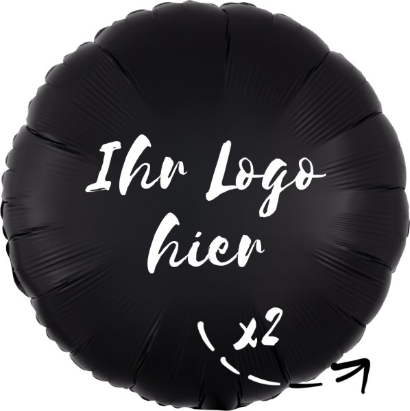 Folien-Werbeballon Rund Satin Luxe Onyx 45cm/18" 2-Seitig bedruckt