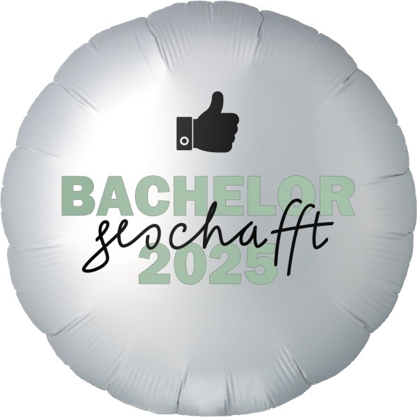 Goodtimes Folienballon Rund Satin Weiß mit "Bachelor 2025" 45cm/18" (unverpackt)