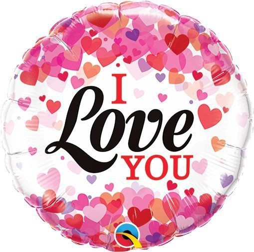 Qualatex Folienballon I Love You Confetti Hearts 23cm/9" (unverpackt)