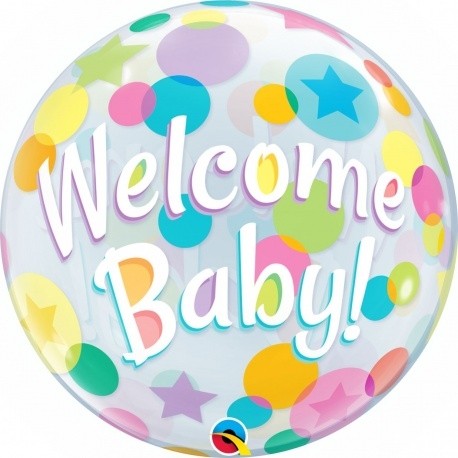 Qualatex Bubble Welcome Baby Colourful Dots 55cm/22"