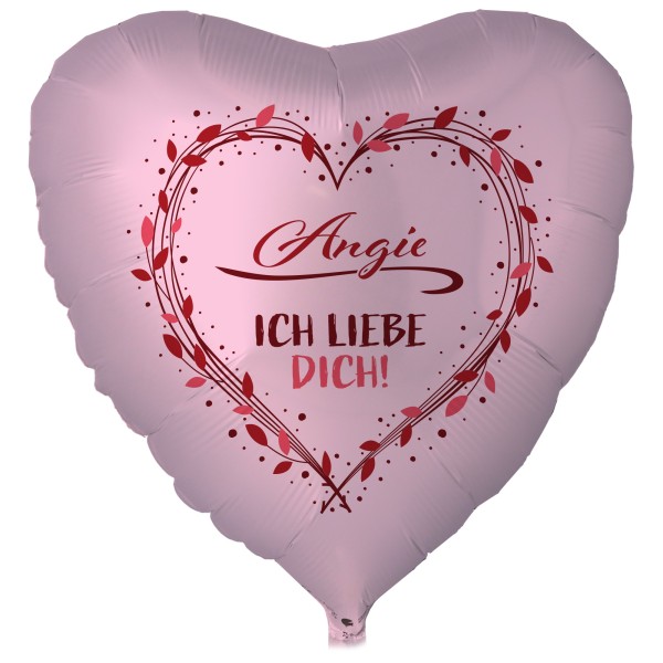 Goodtimes Folienballon Herz Satin Pastell Pink mit "NAME Ich liebe Dich" 45cm/18" (unverpackt)