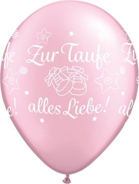Qualatex Latexballon Zur Taufe alles Liebe! Pearl Pink 28cm/11" 25 Stück