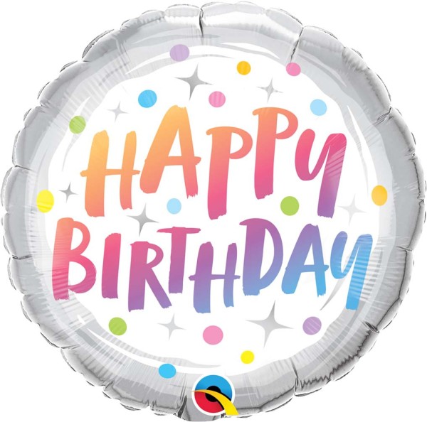 Qualatex Folienballon Happy Birthday Rainbow Dots 45cm/18"