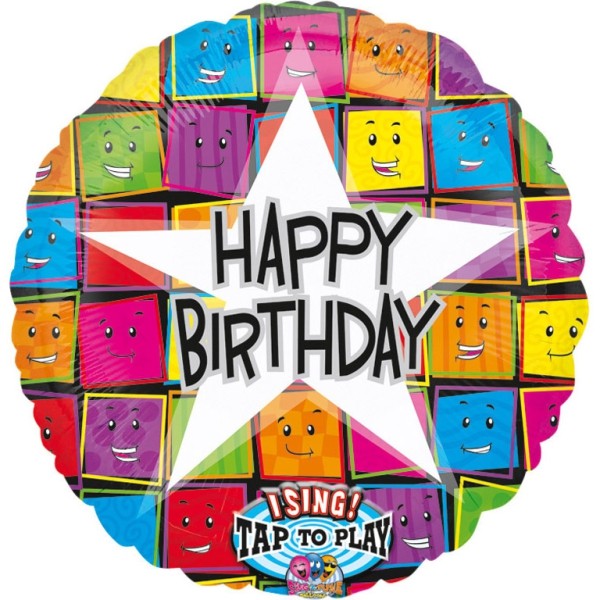 Anagram Musikballon Happy Birthday Face 70cm/28"