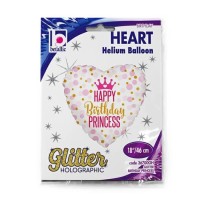 Vorschau: Betallic Folienballon Glitter Birthday Princess Holographic 45cm/18" Vorschau: Betallic Folienballon Glitter Birthday Princess Holographic 45cm/18"