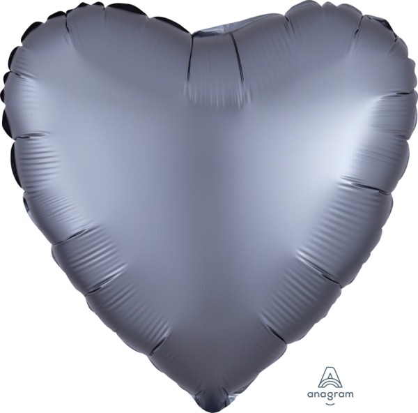 Anagram Folienballon Herz Satin Luxe Graphite 45cm/18" (unverpackt)
